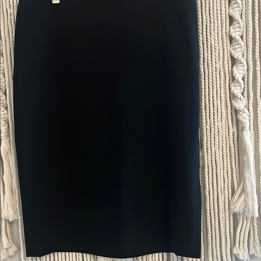 Jenne Maag Black Pencil Skirt w/Unique metal sideseam SZ 10 NWOT